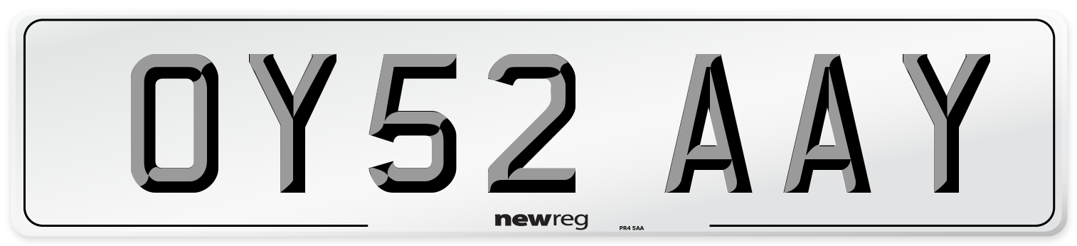 OY52 AAY Number Plate from New Reg